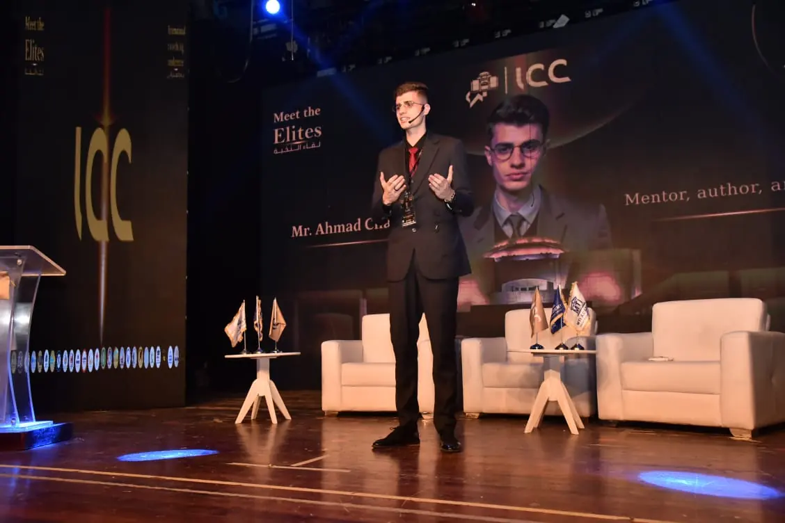 Ahmad Chammas giving the Meet the Elites speech