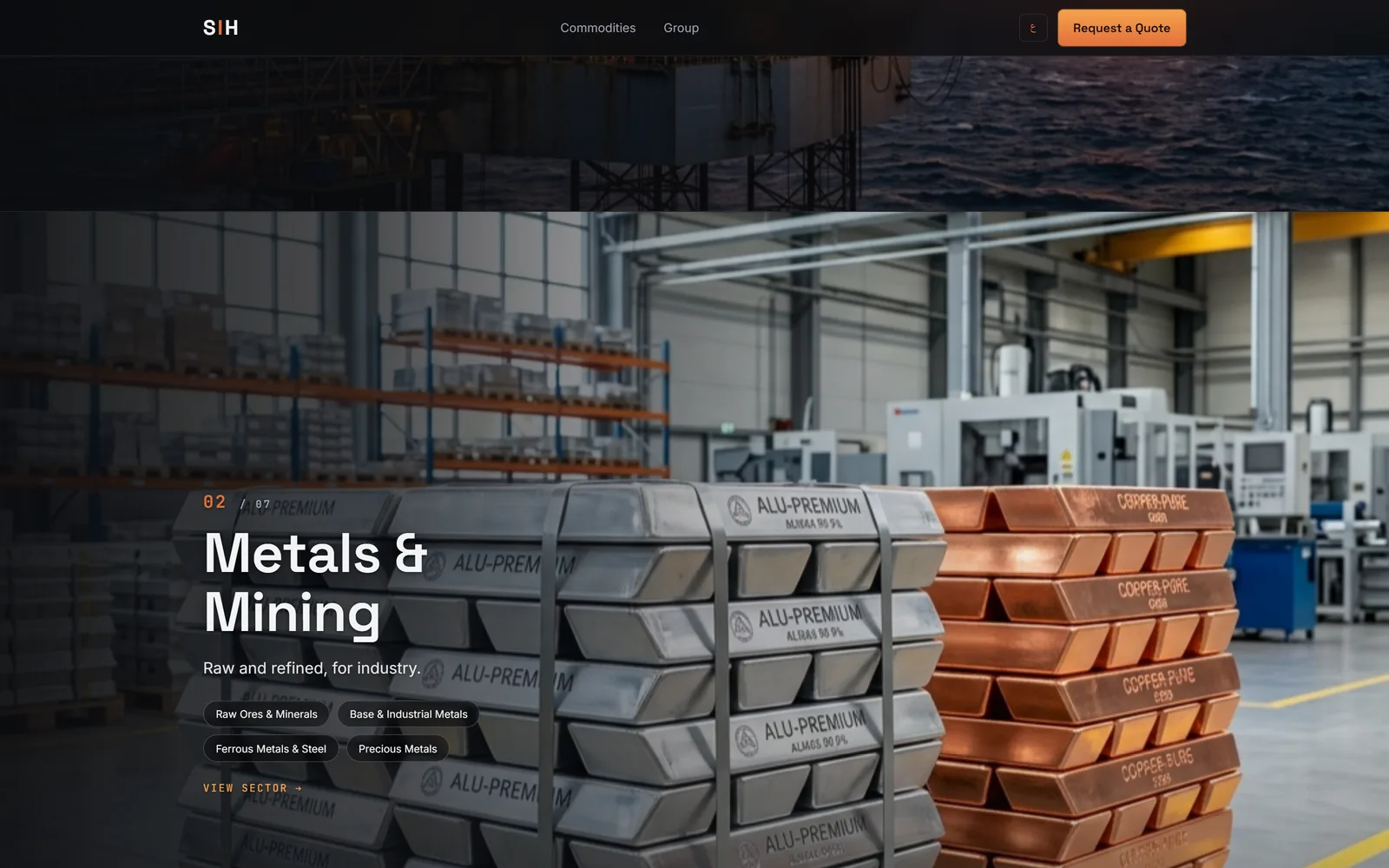 Signature International Holding sector view: metals and mining, full-bleed